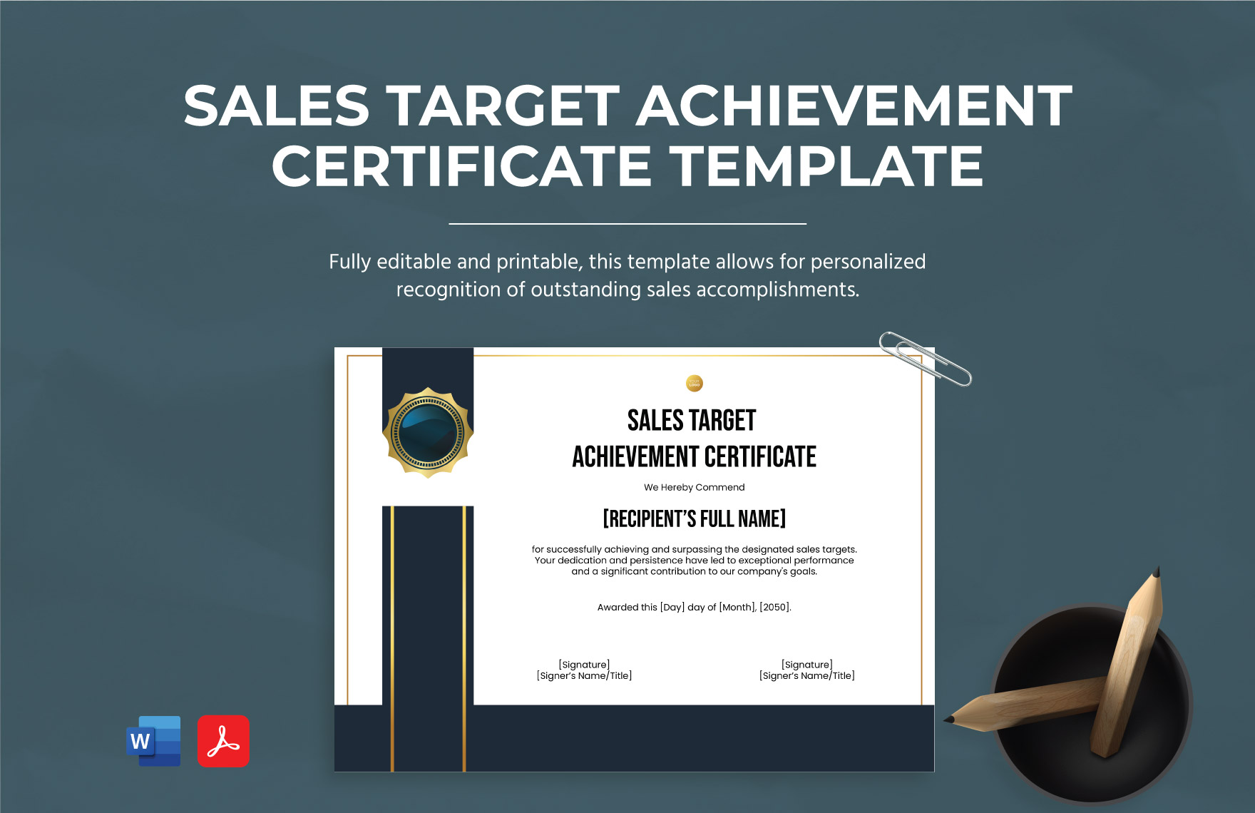 Sales Target Achievement Certificate Template