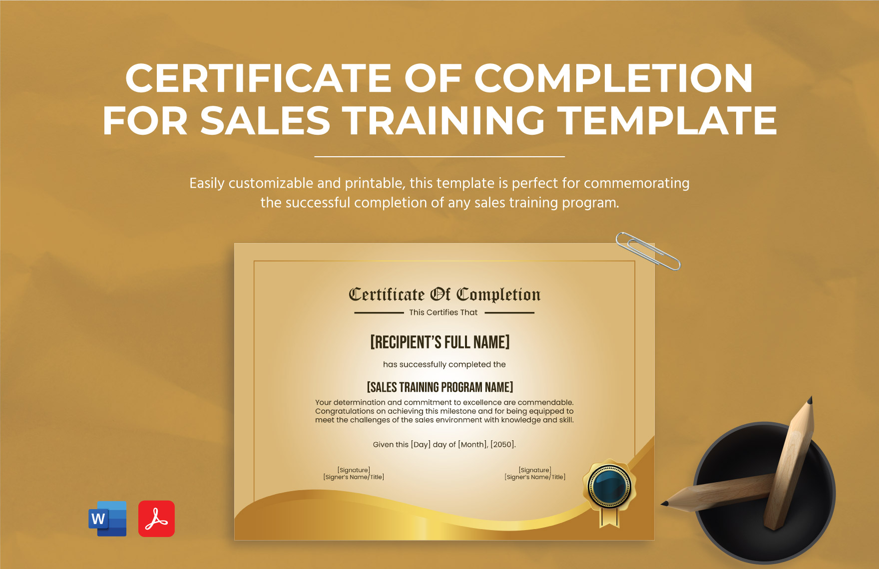 Certificate of Completion for Sales Training Template