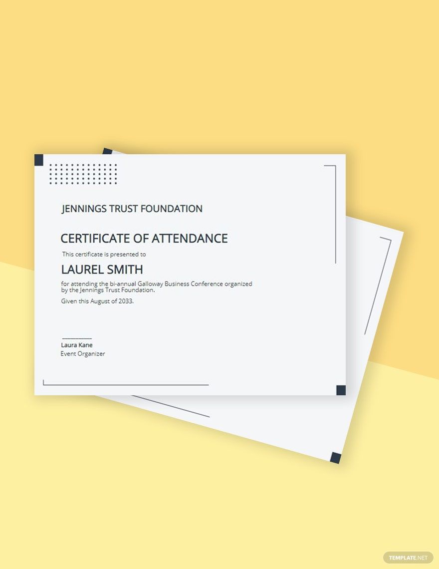 Meeting Attendance Certificate Template in Pages, PSD, Publisher, Word, Illustrator, InDesign, Google Docs - Download | Template.net