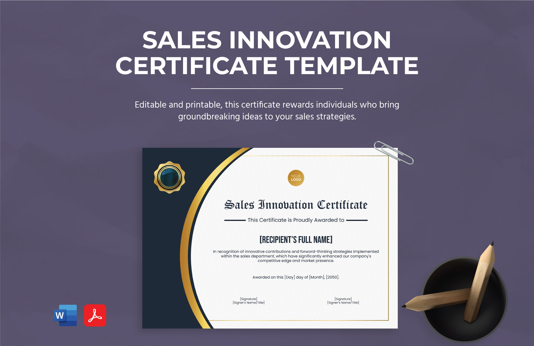 Sales Innovation Certificate Template