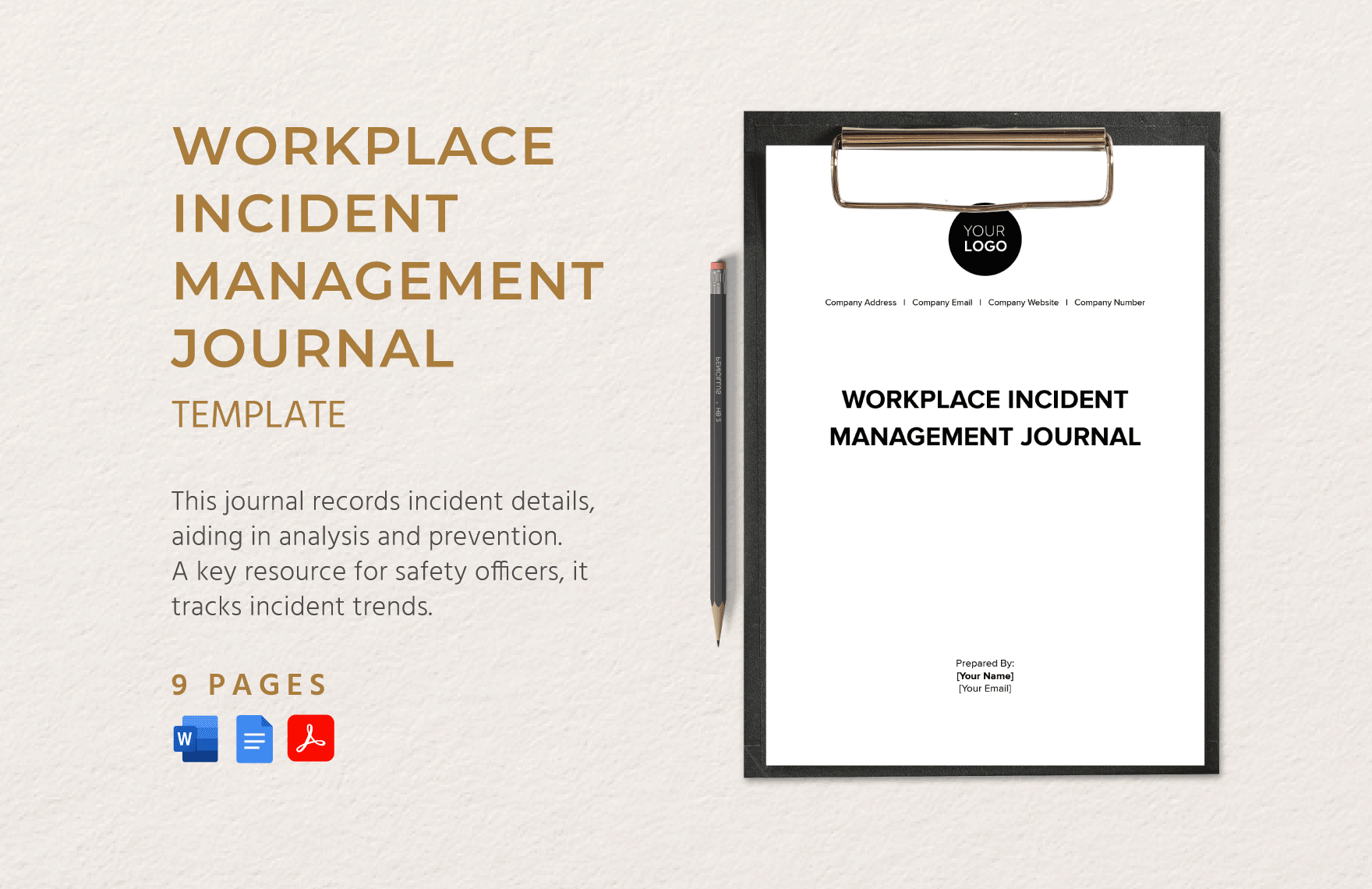 Workplace Incident Management Journal Template