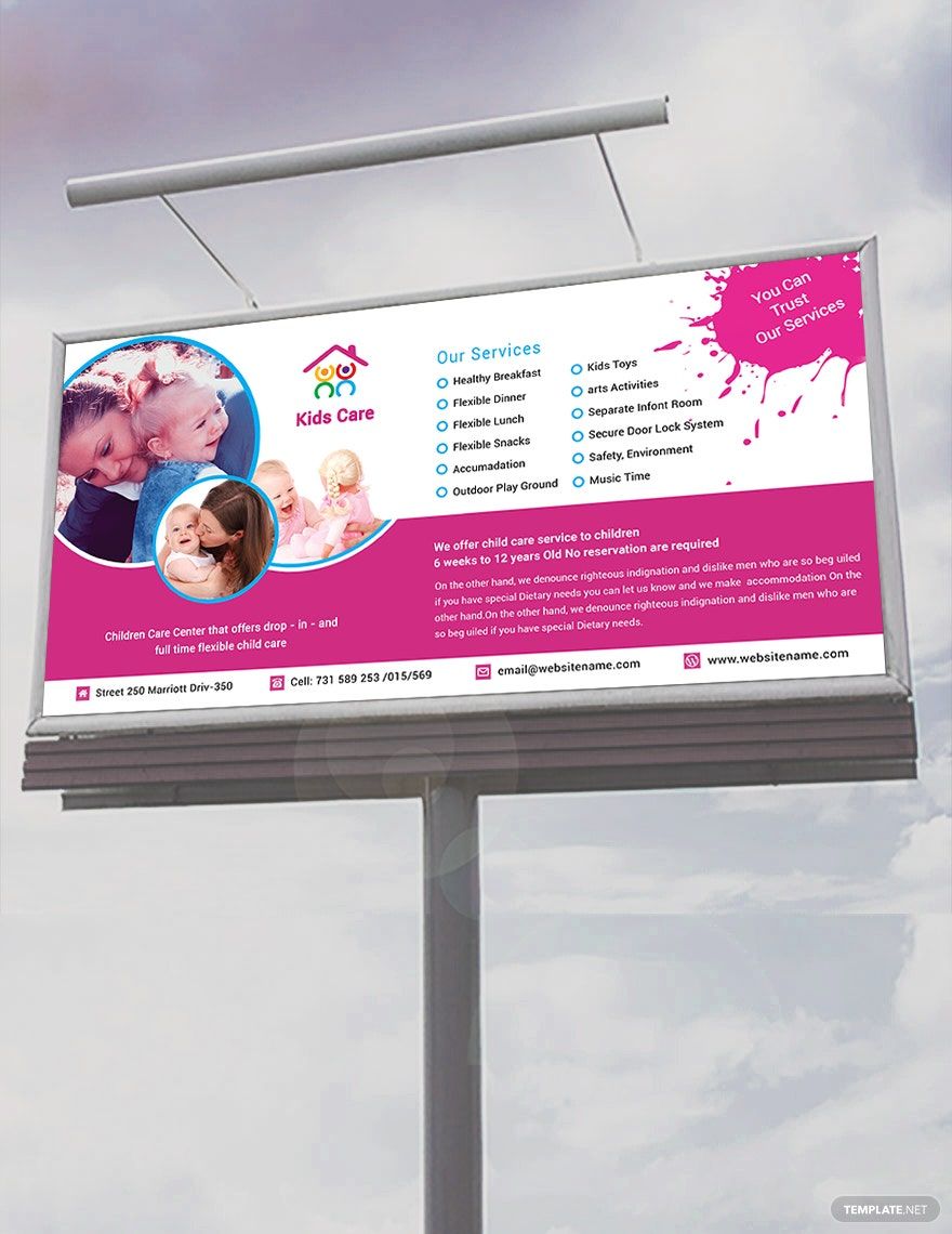 Day Care Billboard Template in Illustrator, PSD - Download | Template.net