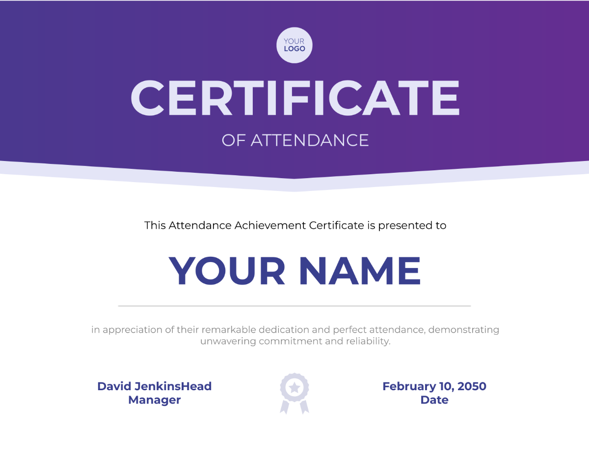 Attendance Achievement Certificate HR Template - Edit Online & Download