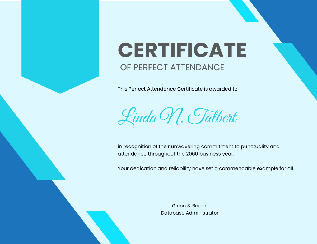 Perfect Attendance Certificate HR Template - Edit Online & Download