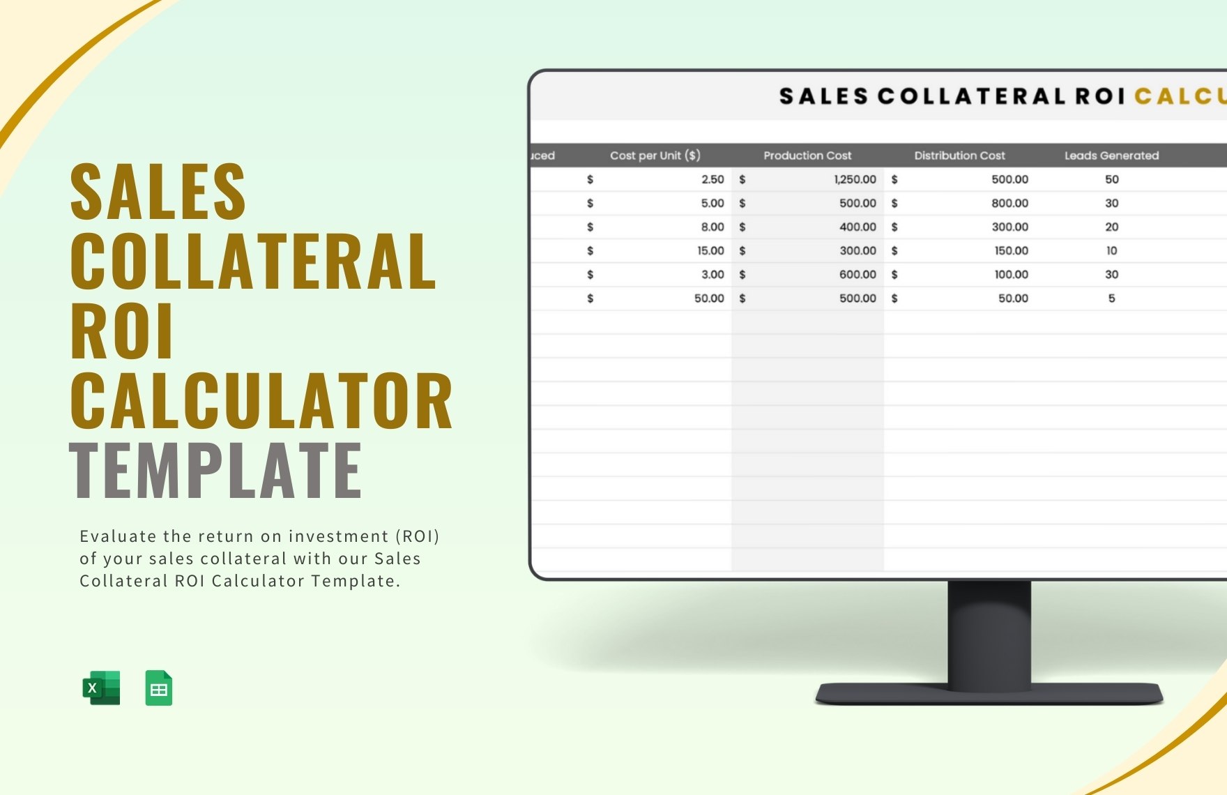 Sales Collateral ROI Calculator Template