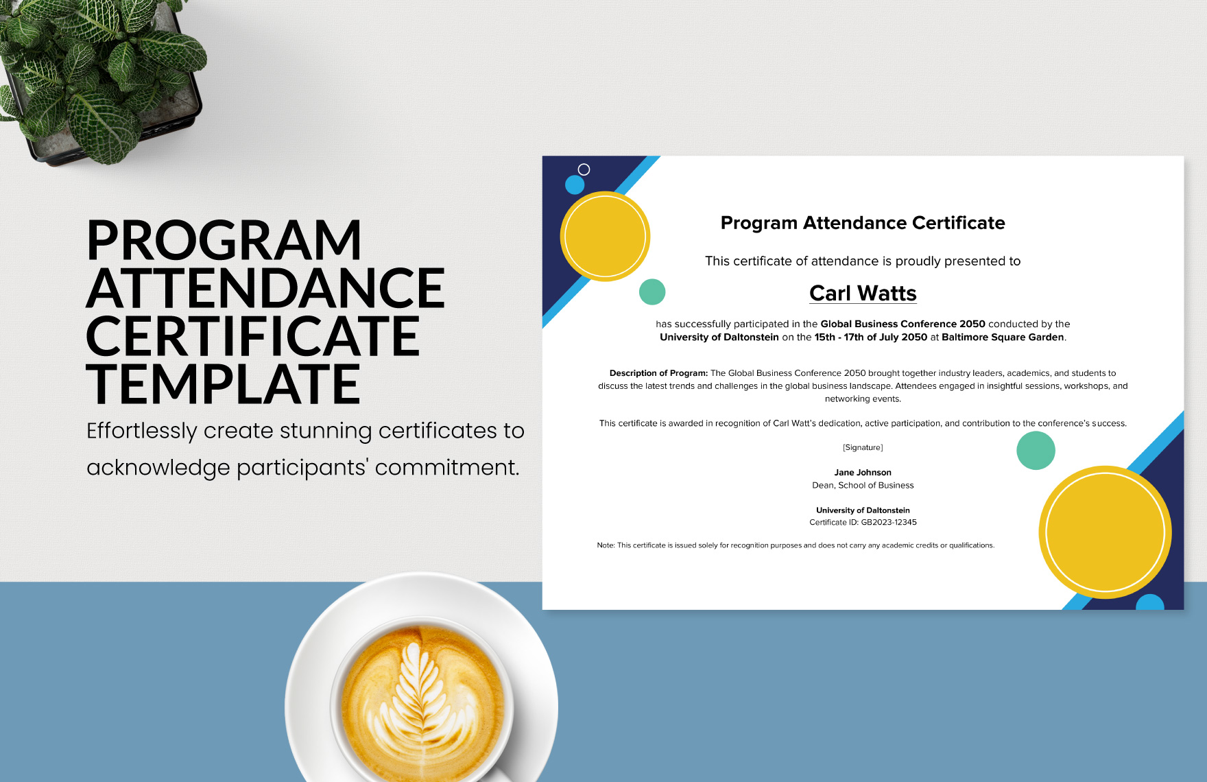 Program Attendance Certificate Template in PSD, Pages, Publisher, Google Docs, Word, PDF, Google Docs - Download | Template.net