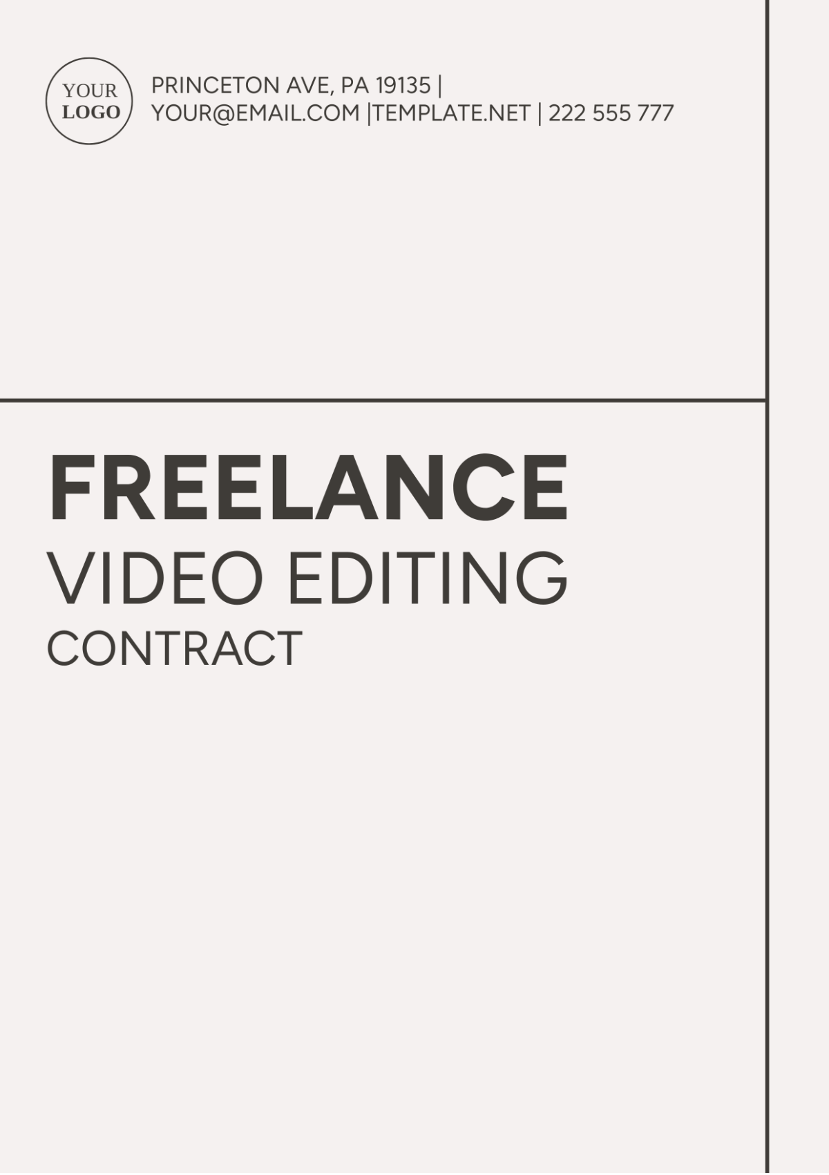 Freelance Video Editing Contract Template