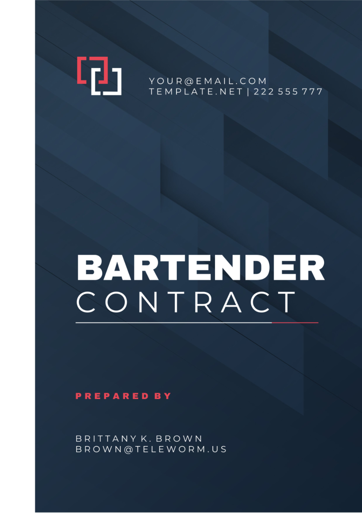 Free Bartender Contract Template