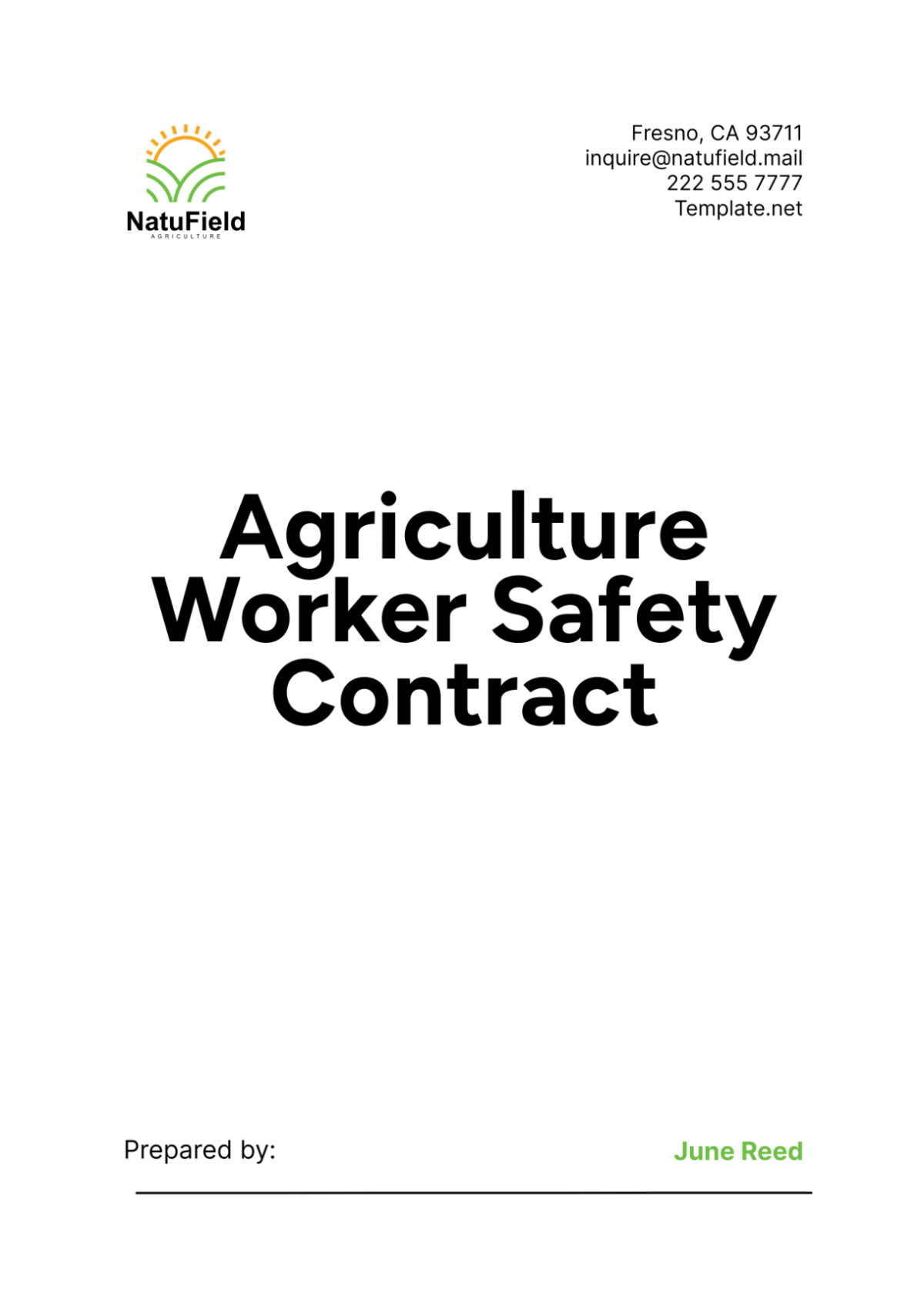 Free Agriculture Worker Safety Contract Template