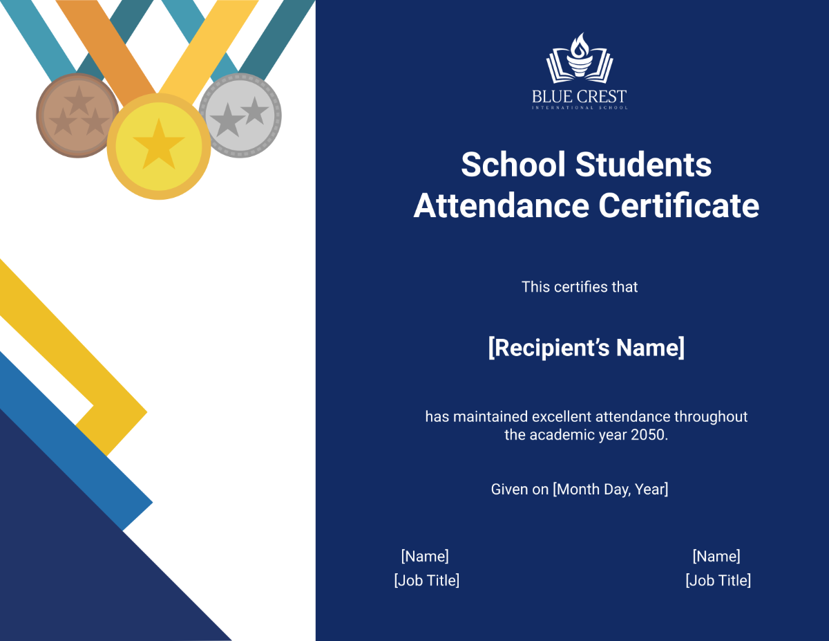 School Students Attendance Certificate Template - Download | Template.net