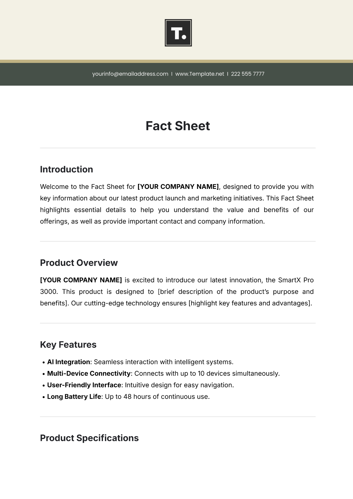 Fact Sheet Template - Edit Online & Download