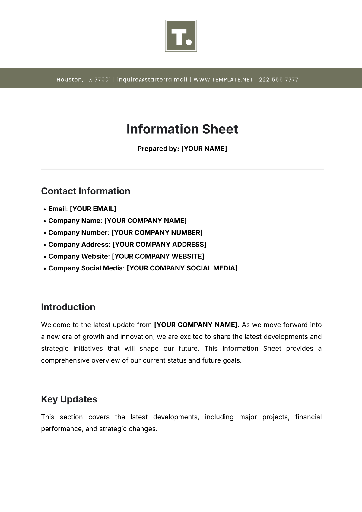 Information Sheet Template - Edit Online & Download