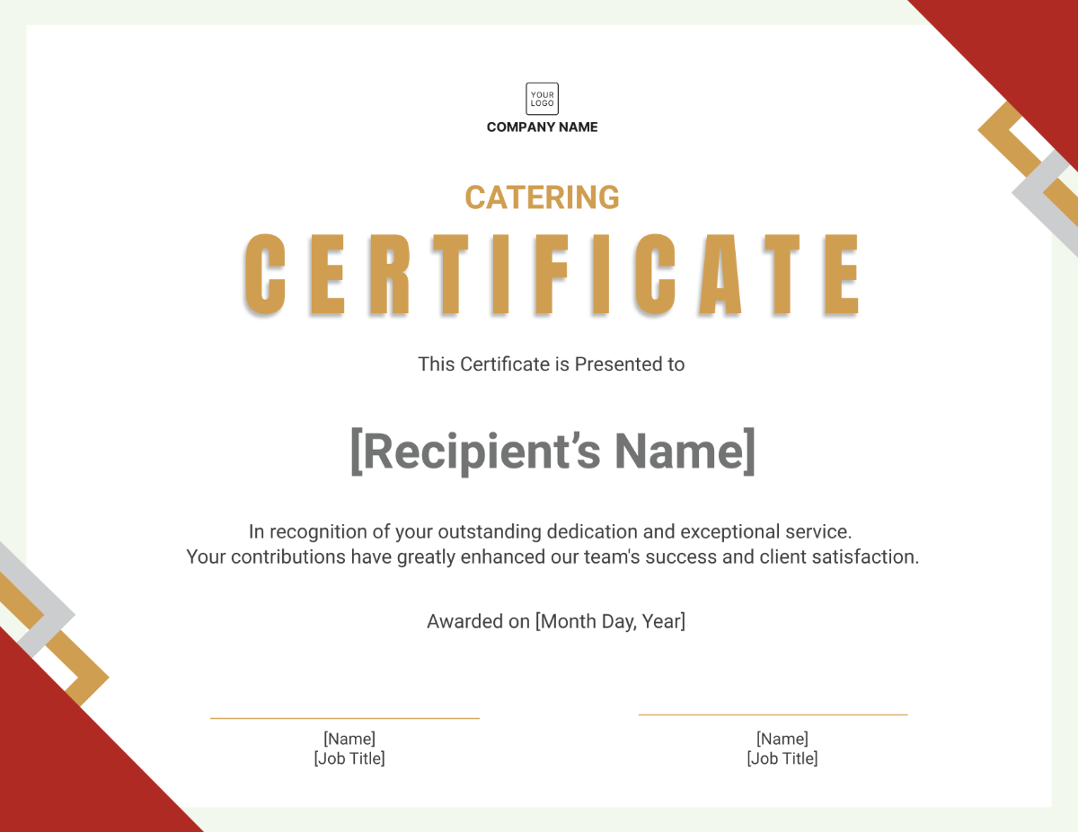 Catering Certificate Template - Edit Online & Download