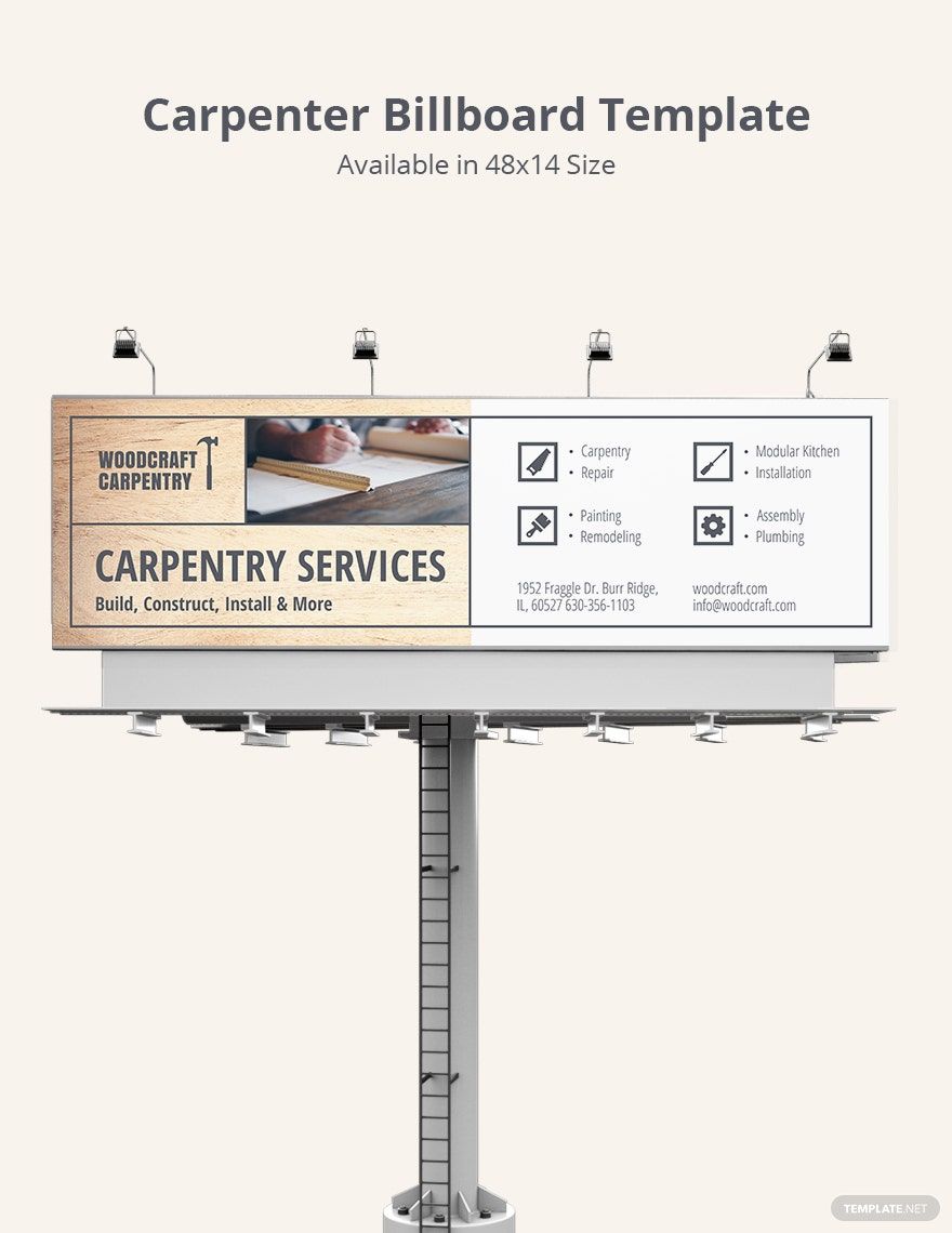 Carpenter Billboard Template in Illustrator, Pages, PSD, InDesign - Download | Template.net