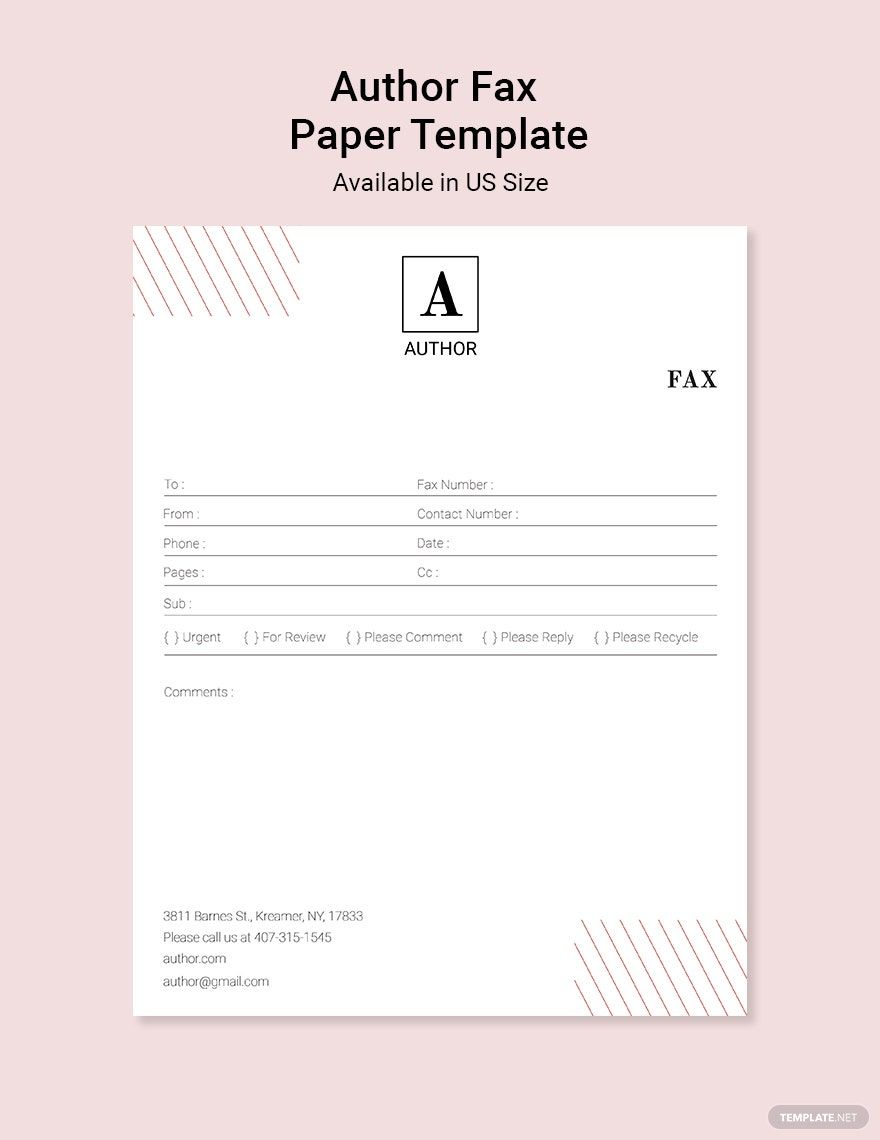 Author Fax Paper Template in PSD, Word, Illustrator, InDesign, Publisher, Pages, Google Docs - Download | Template.net