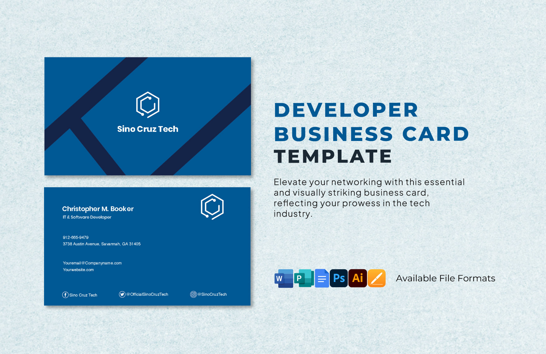 Developer Business Card Template in PSD, Apple Pages, Illustrator, Word, Google Docs, PDF - Download | Template.net