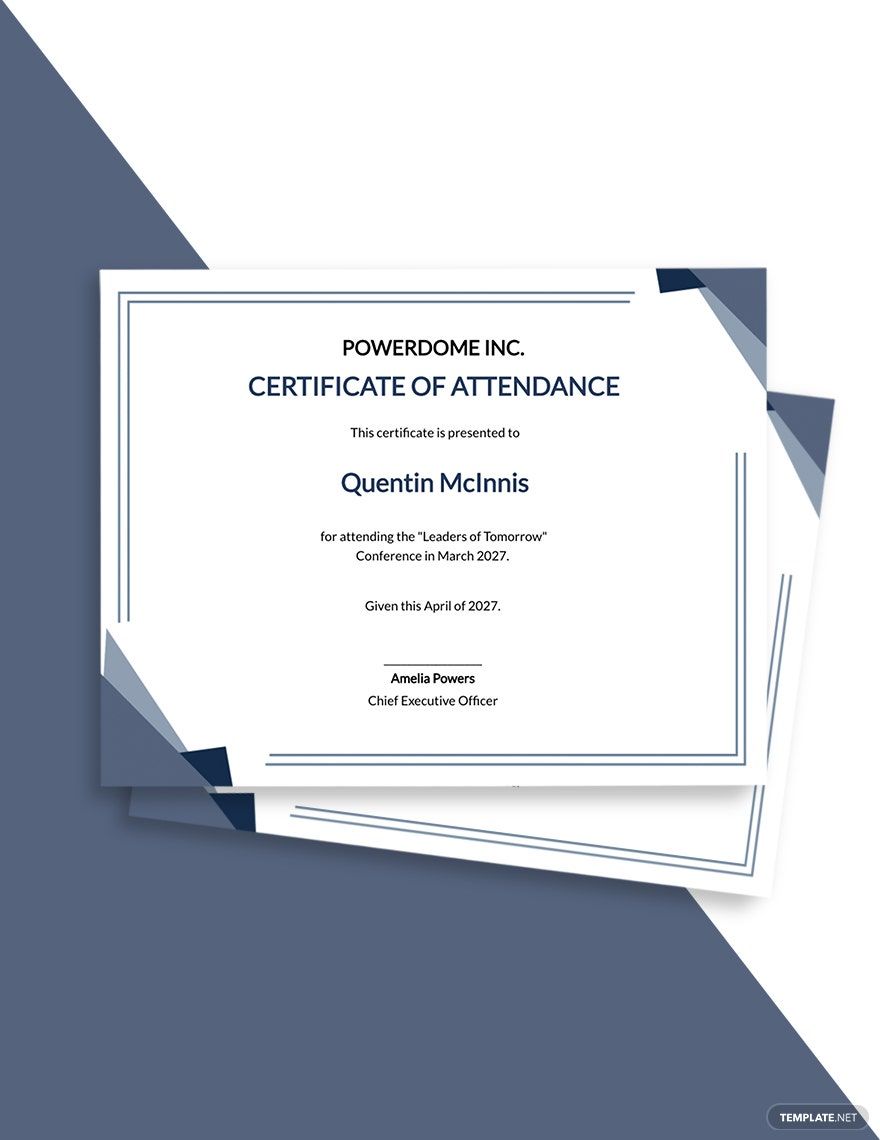 Conference Attendance Certificate Template in Illustrator, InDesign, PSD, Pages, PDF, Word, Publisher, Google Docs - Download | Template.net