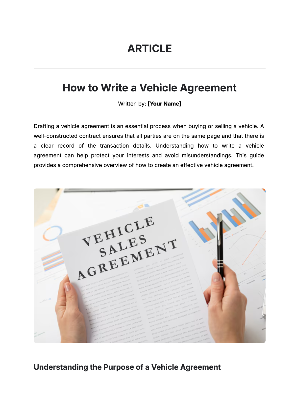 Free How to Write a Vehicle Agreement Template