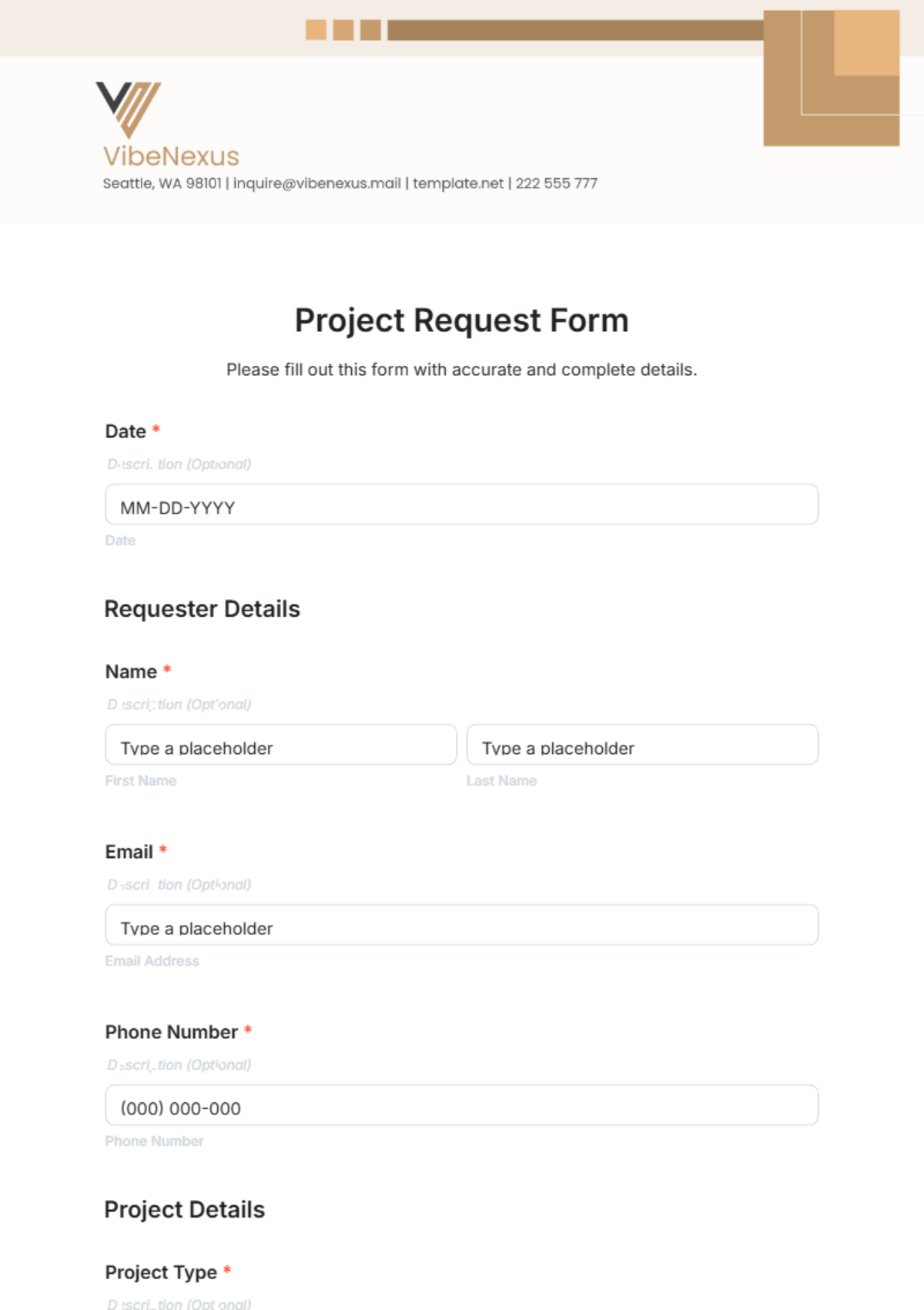 Free Project Request Form Template