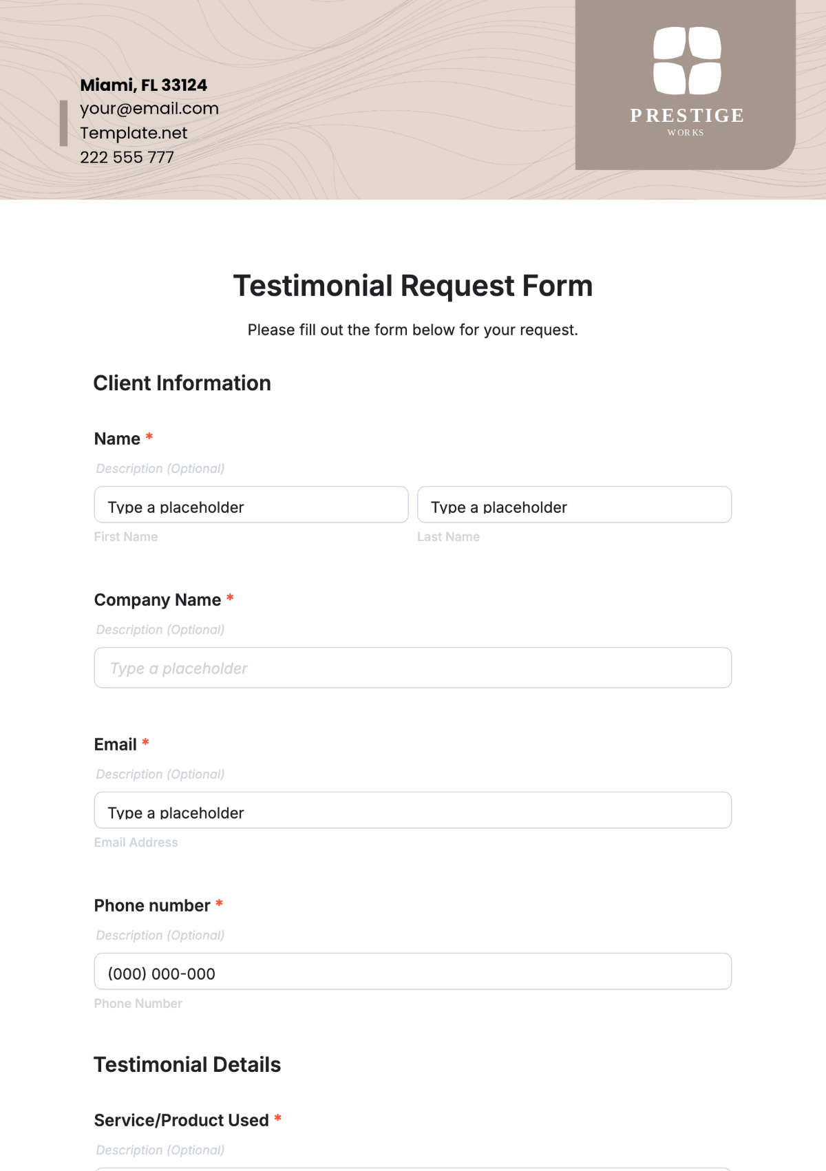 Free Testimonial Request Form Template