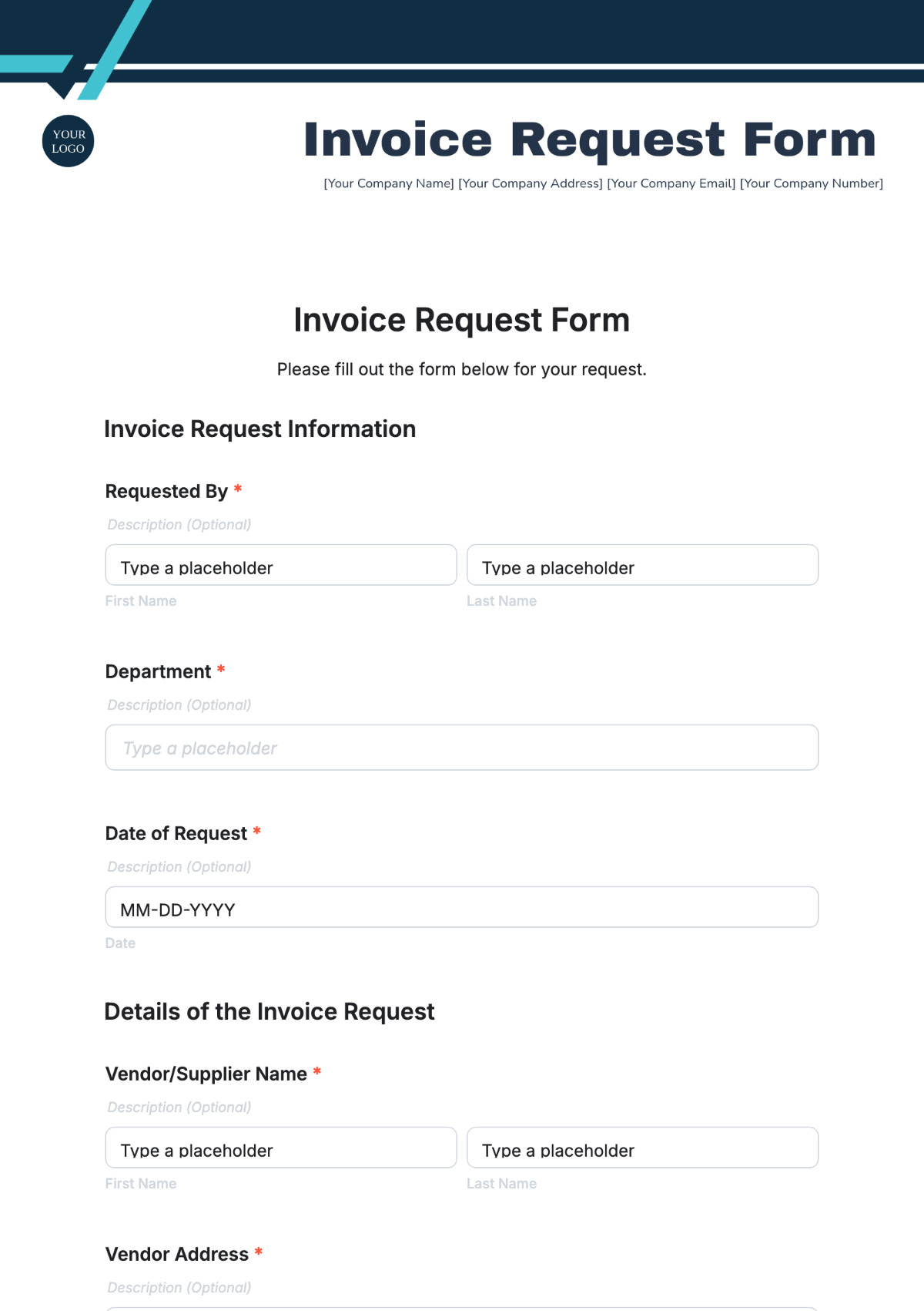 Free Invoice Request Form Template