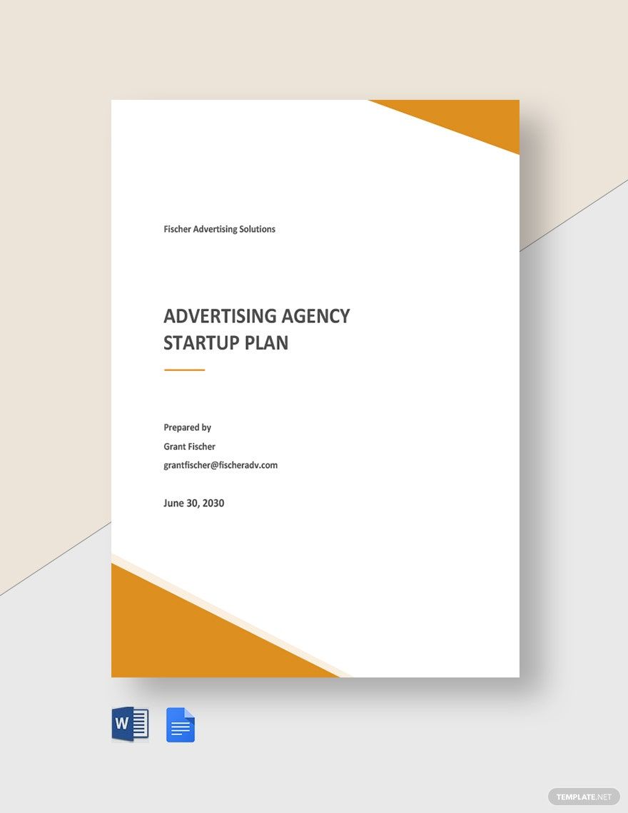 Advertising Agency Startup Plan Template