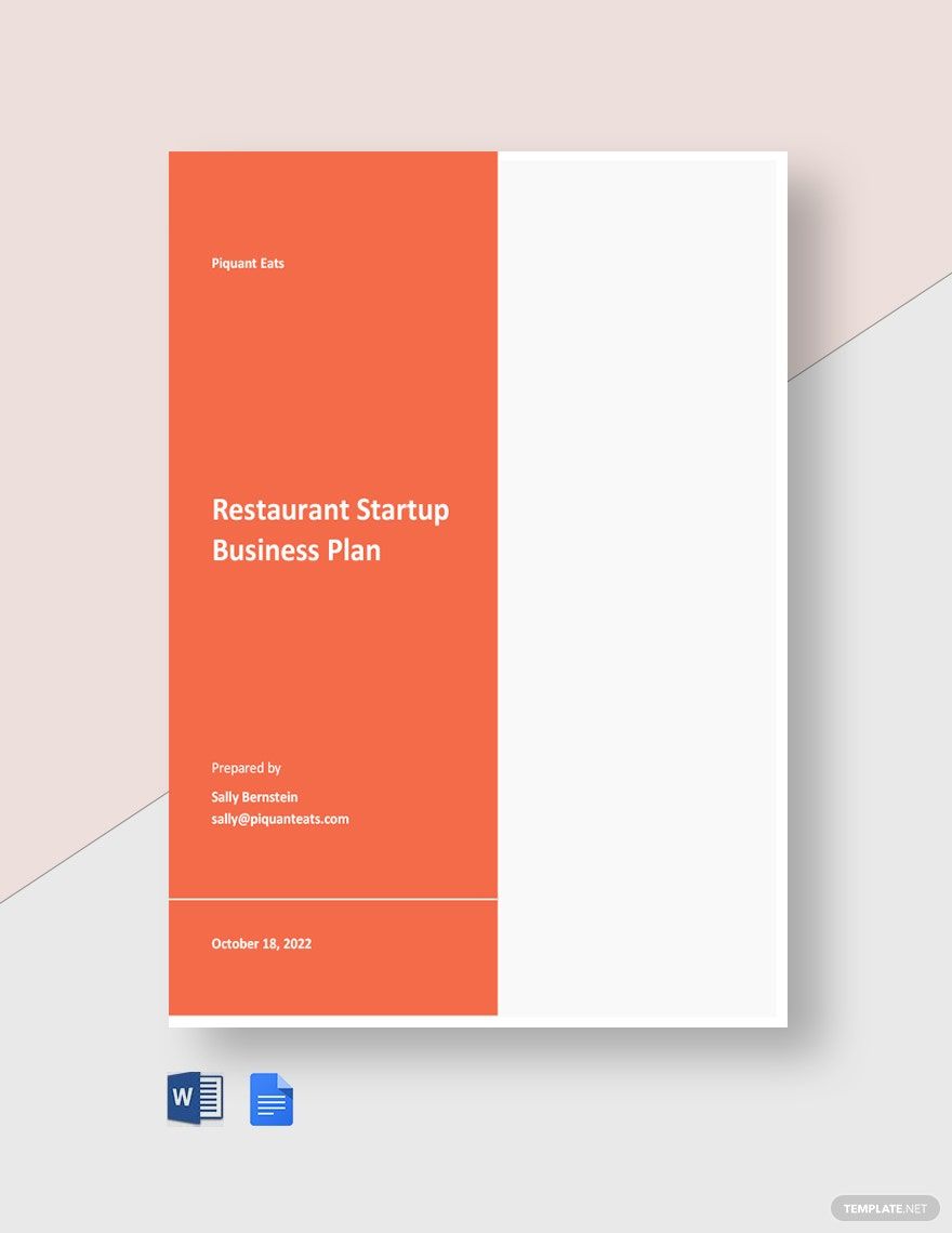 Restaurant Startup Business Plan Template