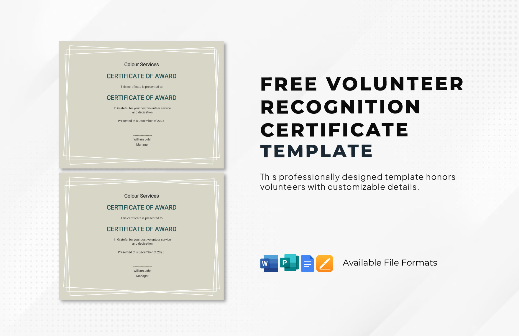 Volunteer Recognition Certificate Template Template