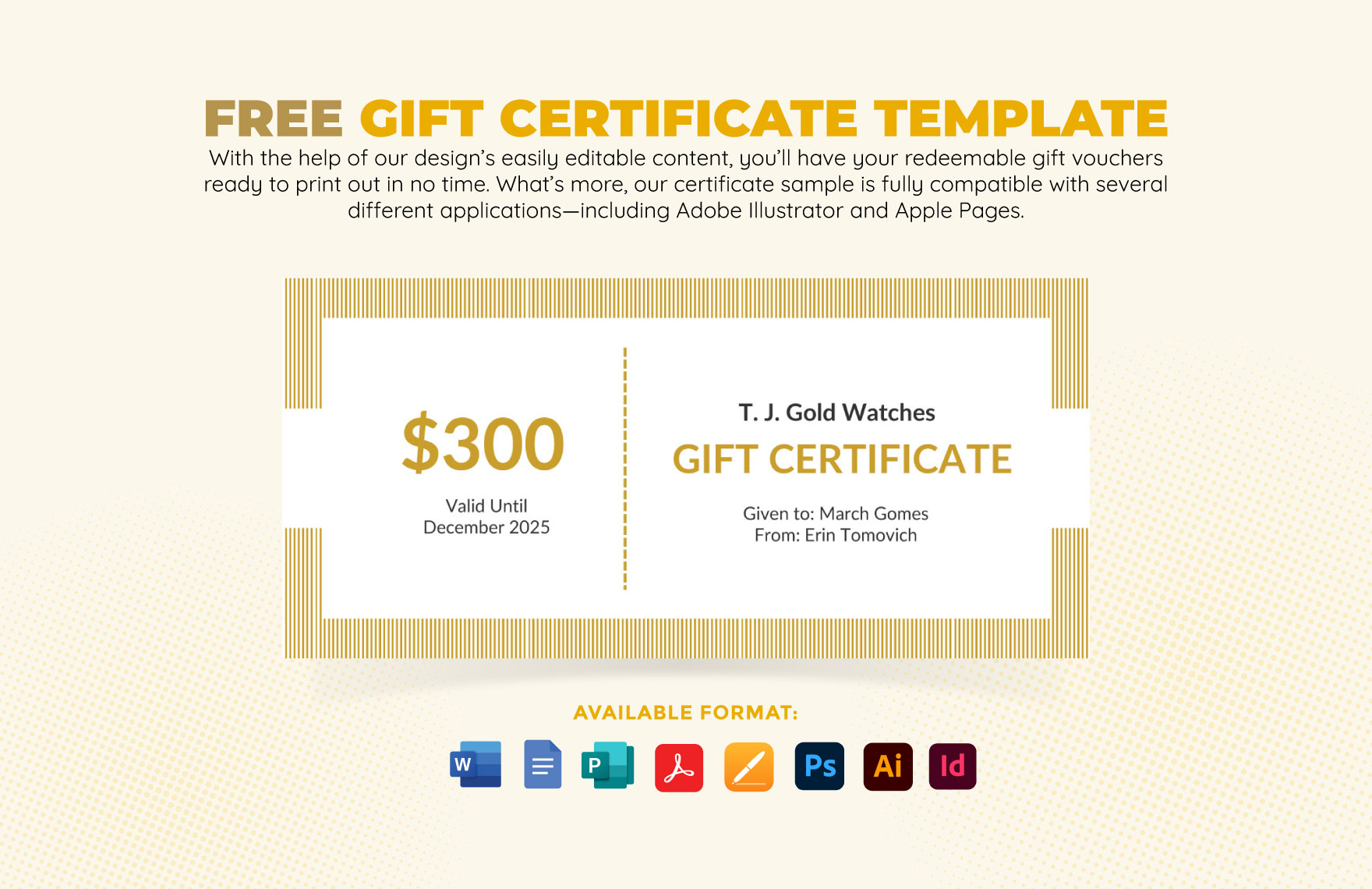 Gift Certificate Template in Illustrator, Pages, Photoshop, Word, Publisher, Google Docs, PDF, InDesign - Download | Template.net