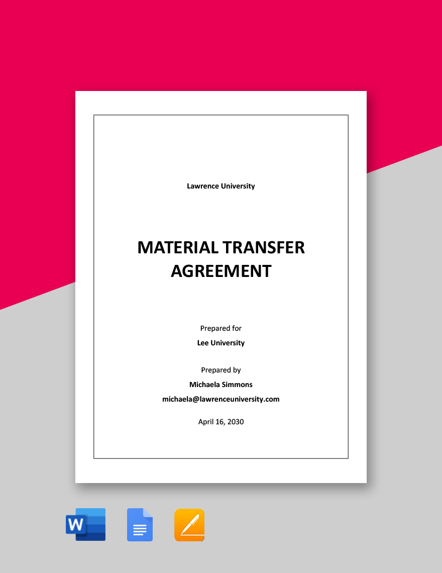 Material Transfer Agreement Template in Word, Google Docs, Pages - Download | Template.net