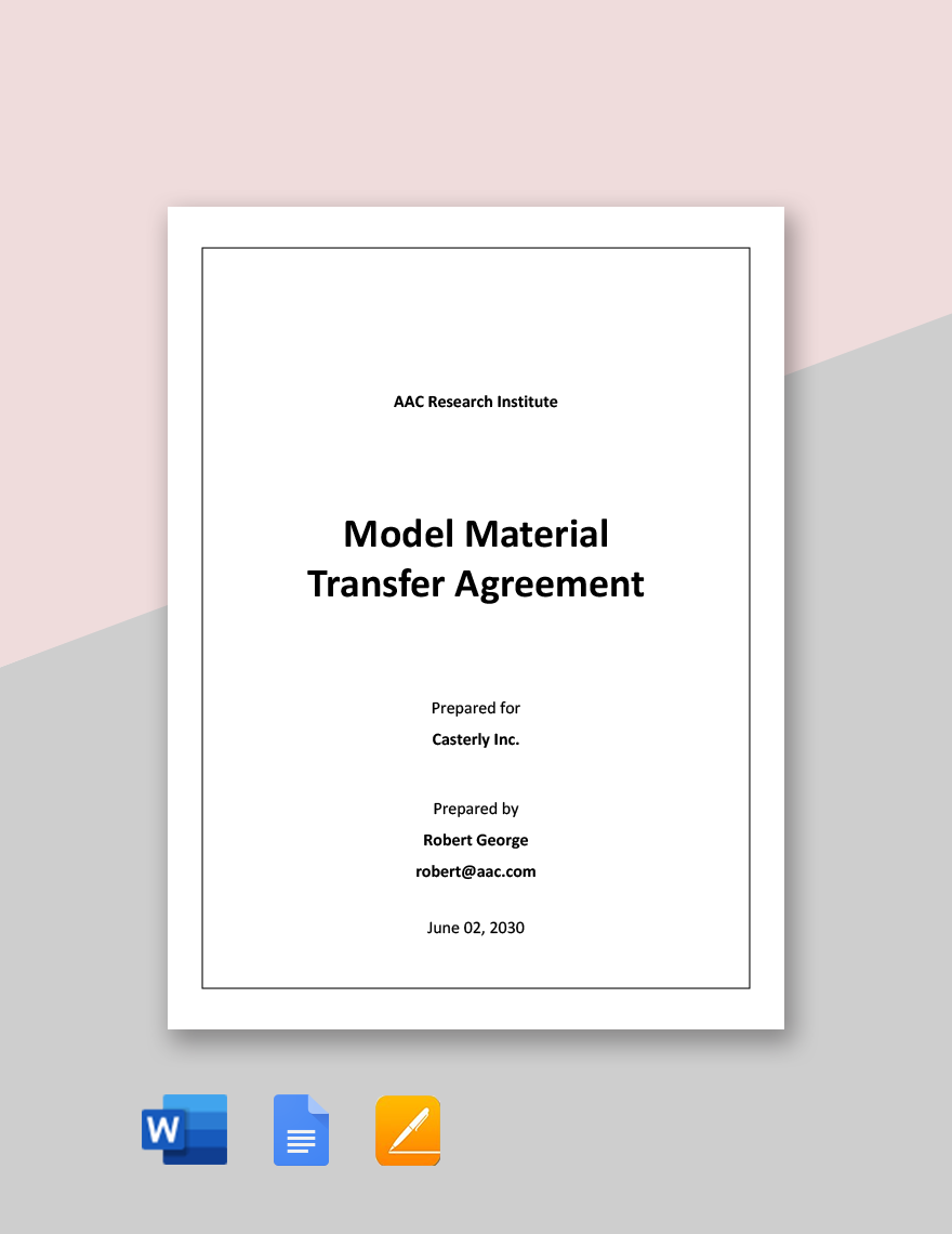 Model Material Transfer Agreement Template in Word, Google Docs, Pages - Download | Template.net