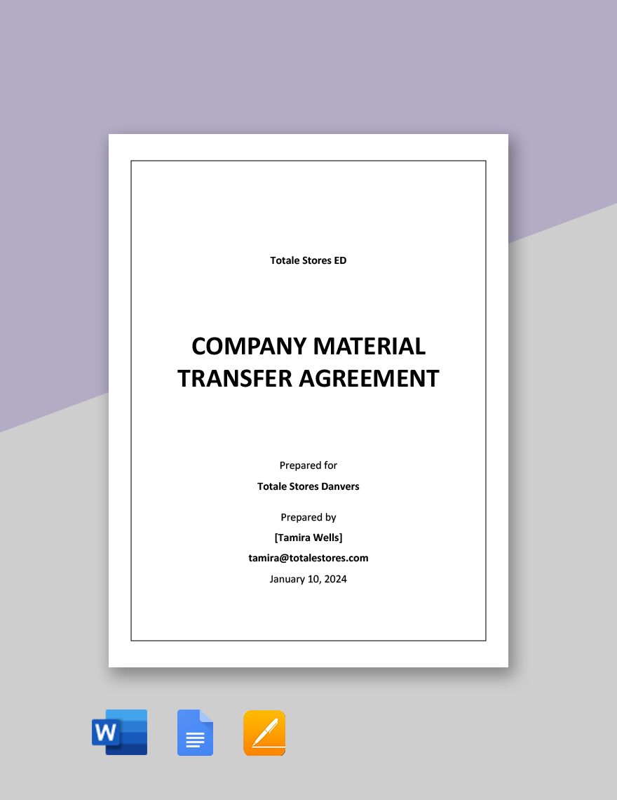 Company Material Transfer Agreement Template in Word, Google Docs, Pages - Download | Template.net