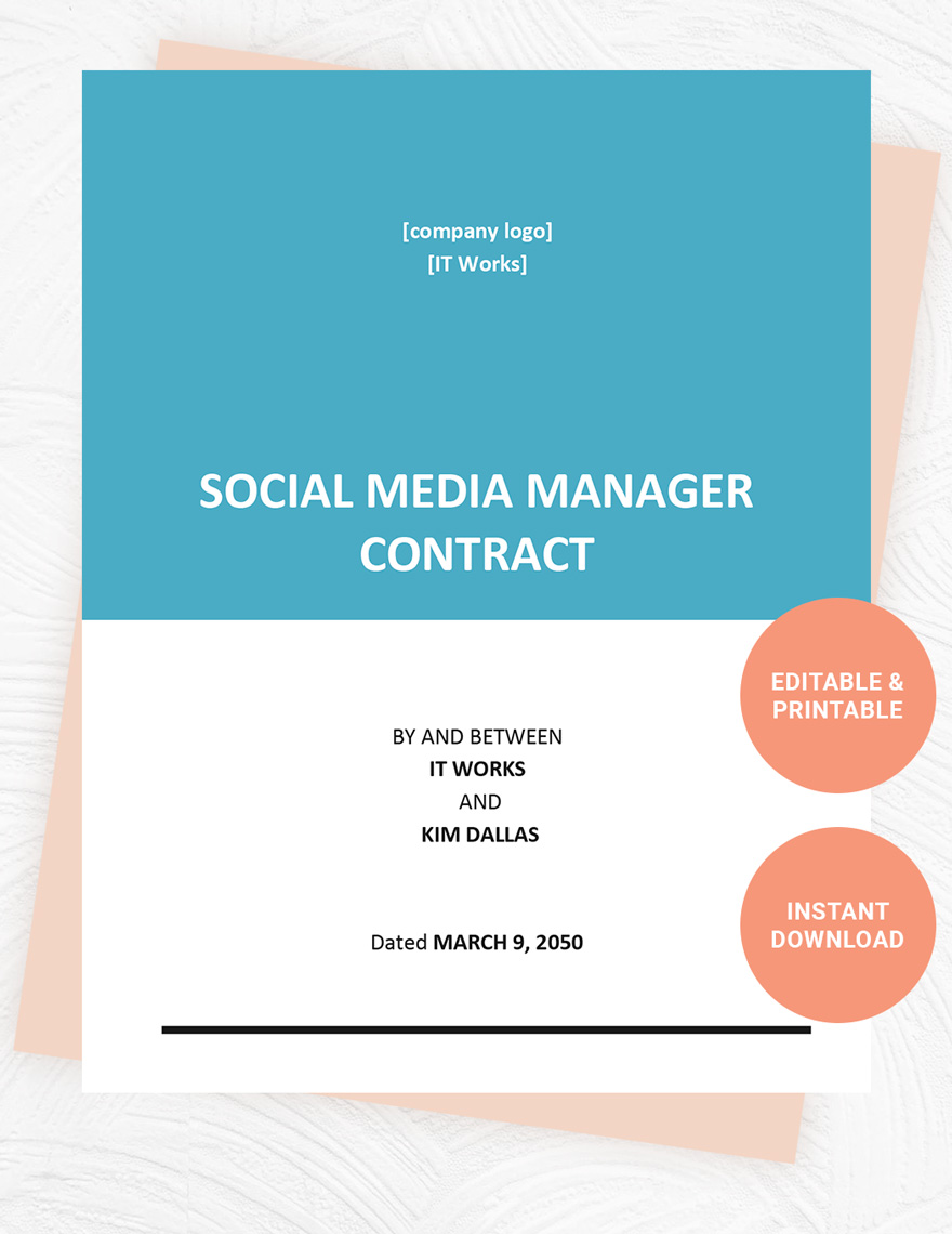 Social Media Manager Contract Sample in Word, Pages, Google Docs - Download | Template.net