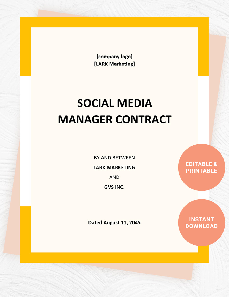 Social Media Manager Contract Template in Word, Pages, Google Docs - Download | Template.net