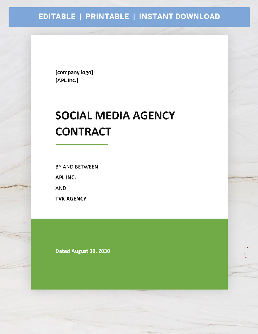 Social Media Agency Contract Template in Word, Pages, Google Docs - Download | Template.net