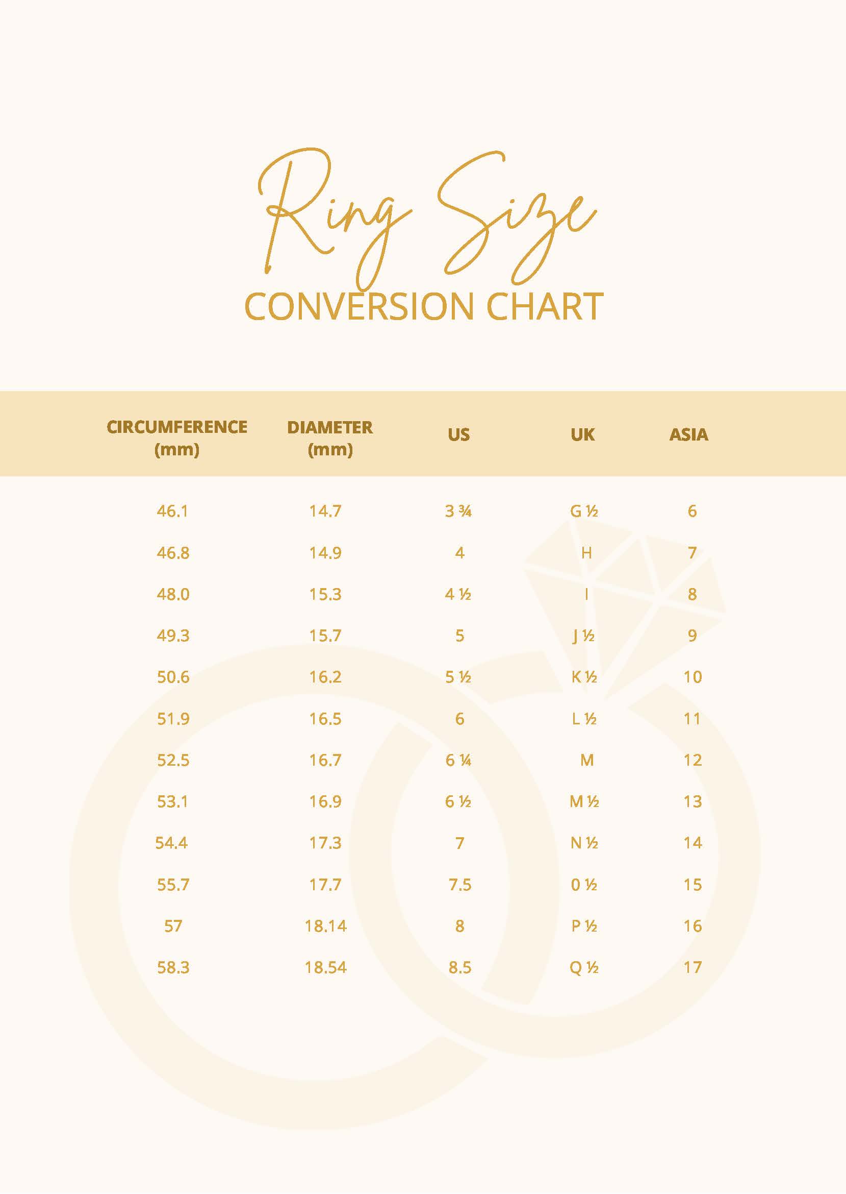 Ring Size Chart Template, Download your needed template for free.