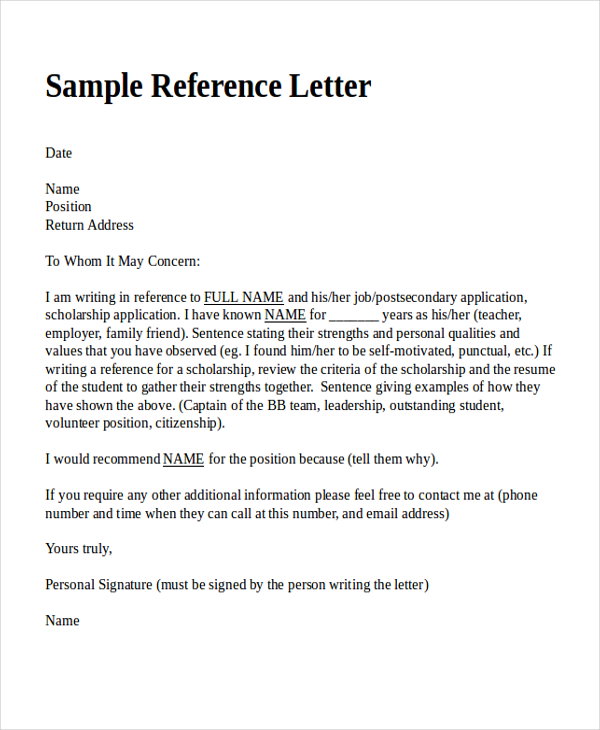 How To Write A Professional Reference Letter Template - Printable ...