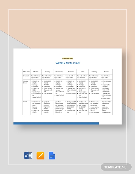 basic meal plan template