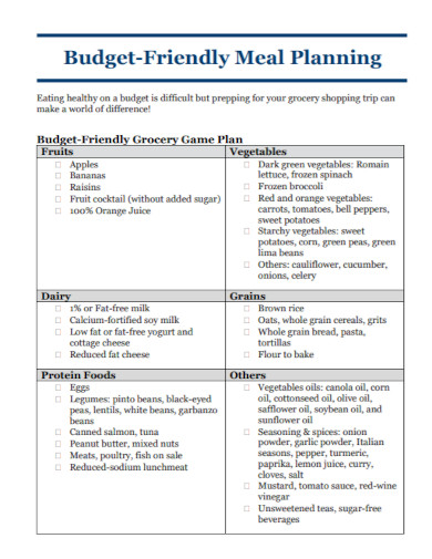 budget friendly meal planner