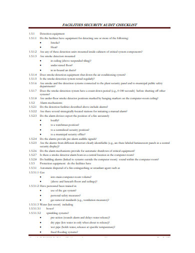 faculty and security audit checklist template