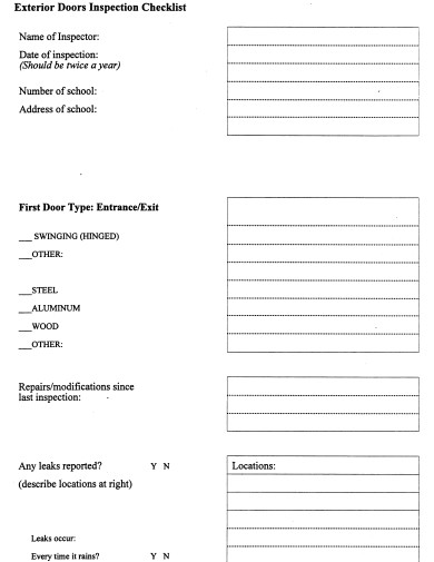 exterior doors inspection checklist