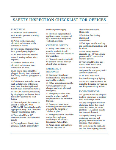 saftey office supply checklist template