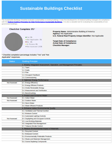 sustainable buildings checklist template