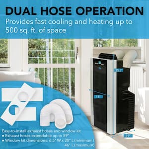 9,200 BTU (14,000 BTU ASHRAE) Portable Air Conditioner Cools 500 Sq. Ft. with Heater, Dehumidifier, and Remote in Black