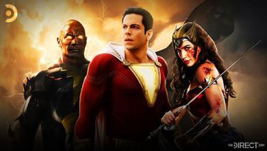 Dwayne Johnson as Black Adam, Zachary Levi as Shazam, Gal Gadot as Wonder Woman