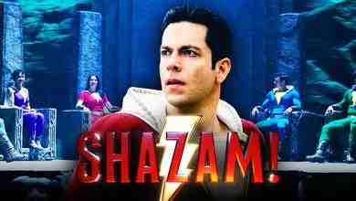 Zachary Levi as Shazam, Shazam logo