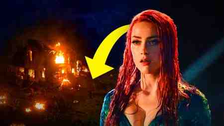 Amber Heard as Mera, arrow pointing to Aquaman 2 scene