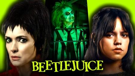 Winona Ryder, Michael Keaton as Beetlejuice, Jenna Ortega, Beetlejuice logo