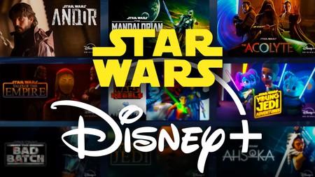 Star Wars logo, Disney+ logo, Star Wars shows on Disney+, Andor, Young Jedi Adventures