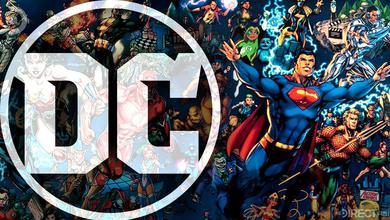 DC logo and DC heroes